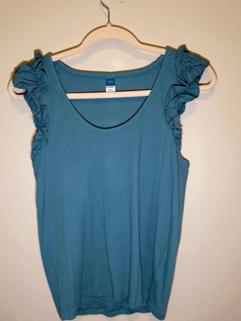 Old Navy Teal Ruffle Sleeve Tank Top